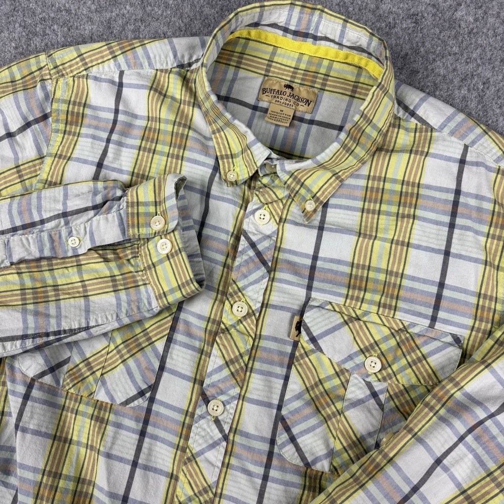 Buffalo Jackson Trading Co Shirt Mens Medium Plaid Long Sleeve Button Up Western